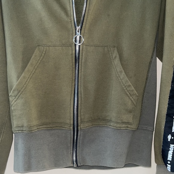 Homme & Femme olive green zip up hoodie - Picture 4 of 6